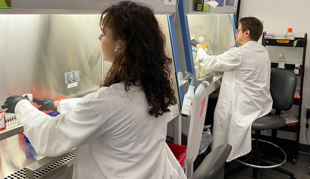 Lab techs working in lab